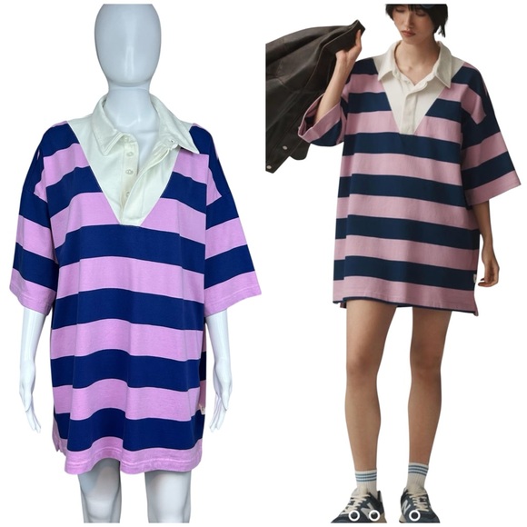 NEW Daily Practice by Anthropologie Rugby Mini Dress Medium Oversized Athleisure